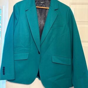 Talbots Woman Wool Green Lined Blazer Jacket 14W